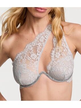 Victoria's Secret Dream Angels Twinkle Lace One-Shoulder Monowire Bra Grey